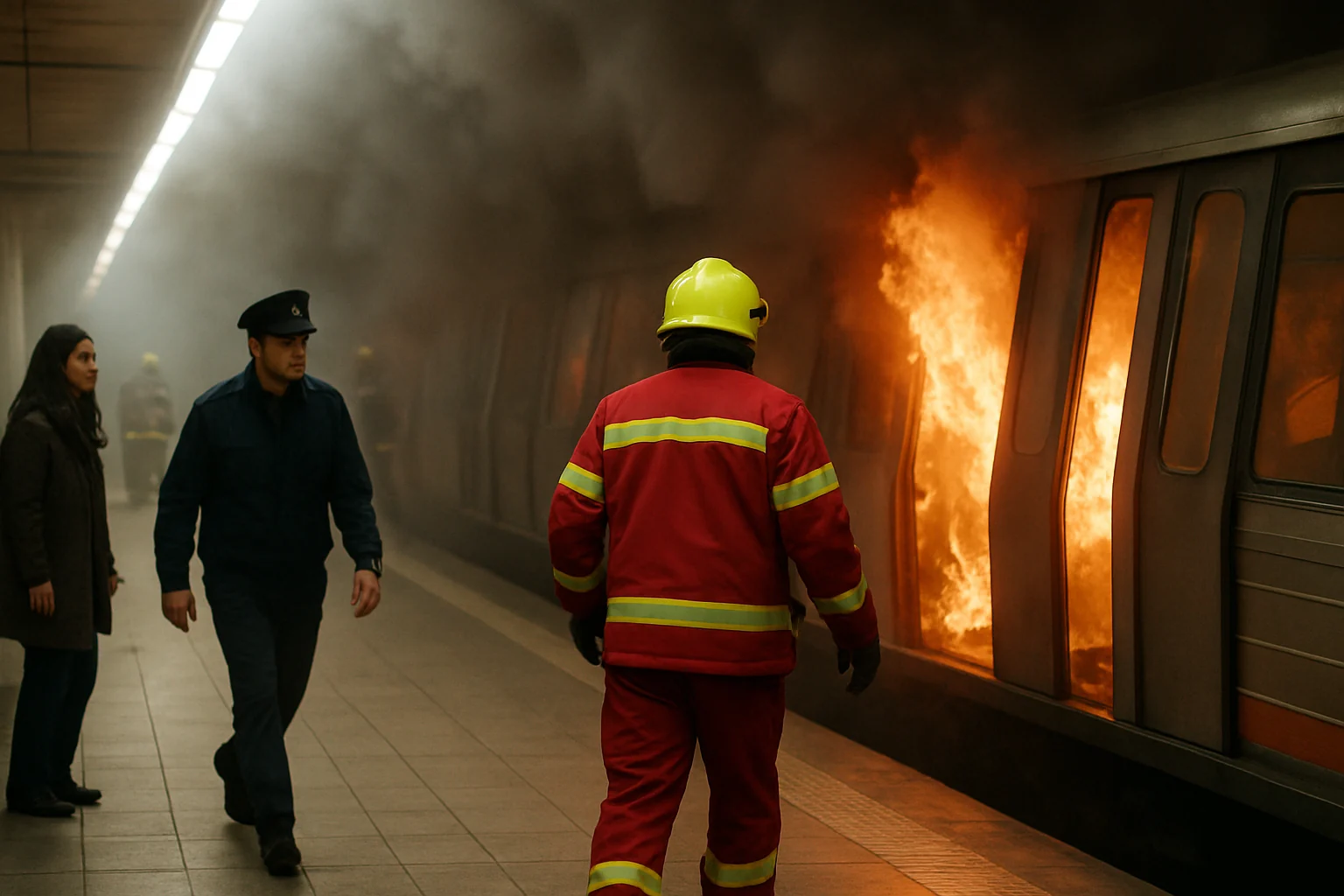 Incendiu la metrou în stația Universitate după furtună, circulația blocată
