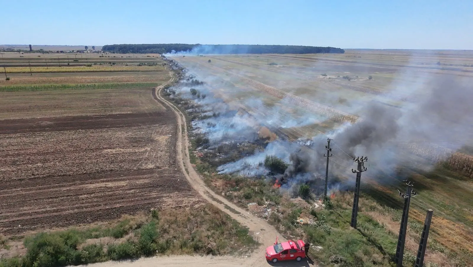 Incendiu de vegetație la Orbeasca de Sus: aproximativ 20 de hectare