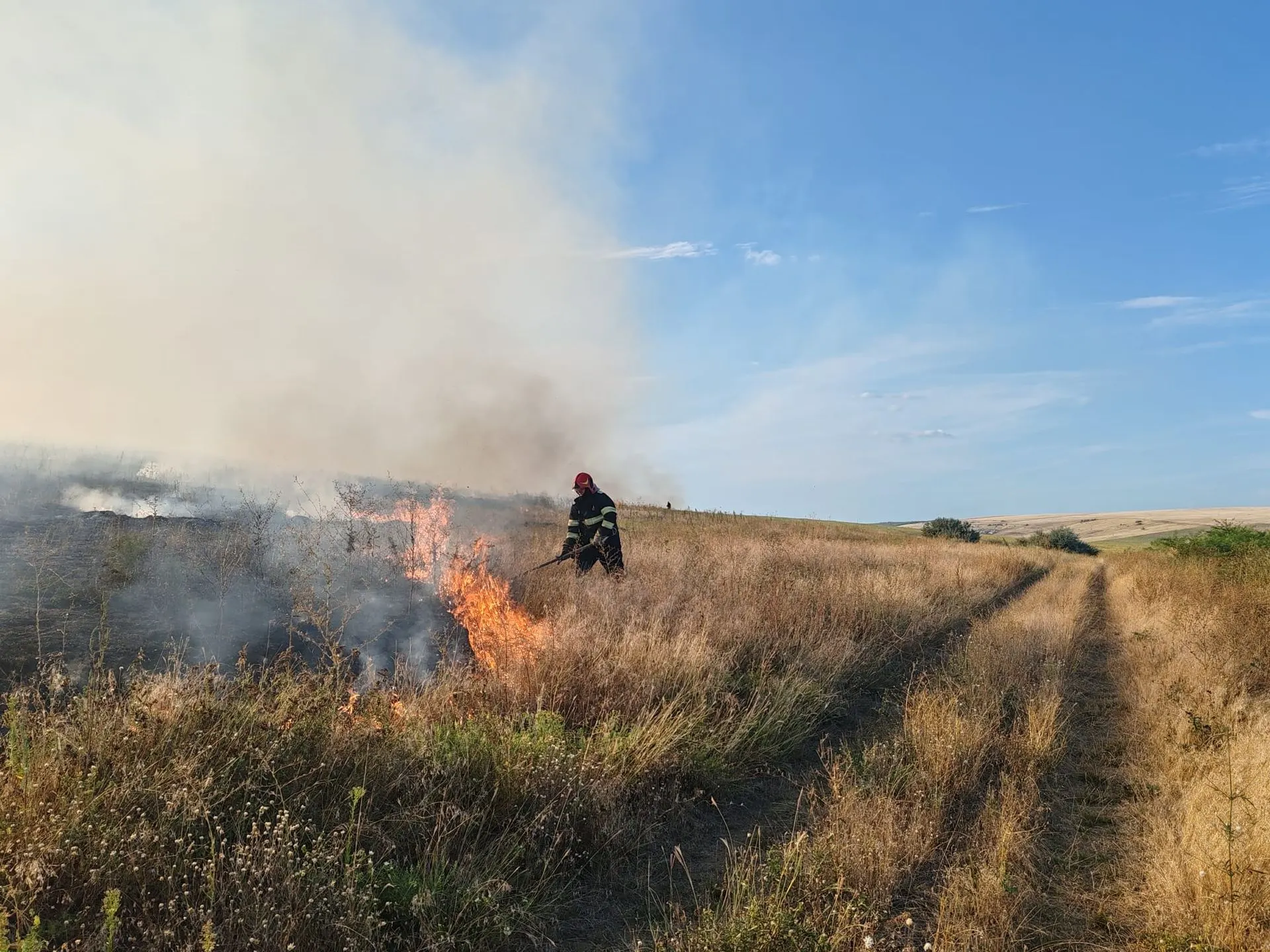 Incendiu mare în Vaslui: peste 70 ha arse la Bogdănești